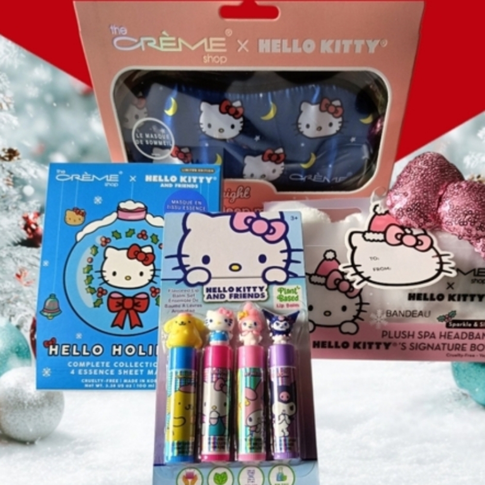 ❤️Hello Kitty 4 items Pack Starry Night Sleep Mask, Sheet Mask and Lip Balm Set